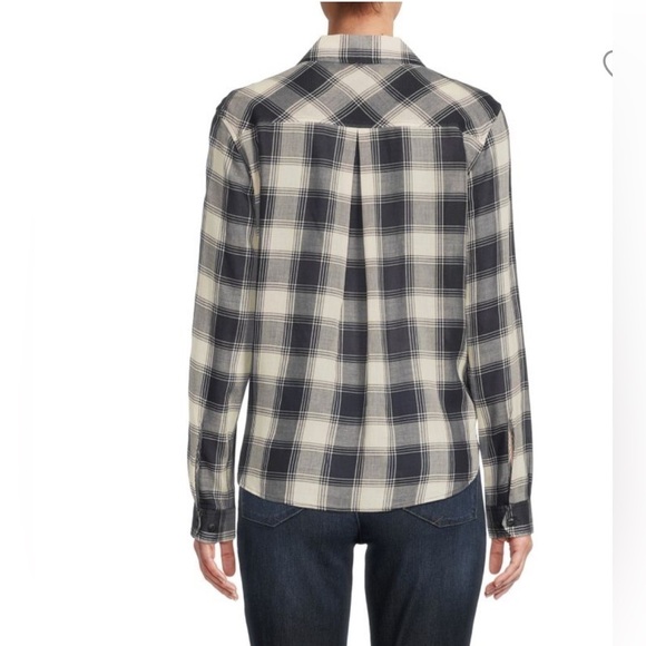 Rag & Bone Quinn Checked Button Down Shirt Small Navy cream - Picture 4 of 11